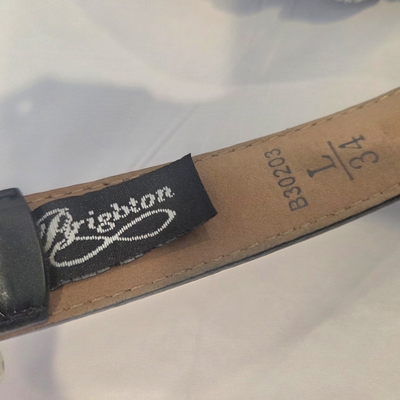 Brighton Black Embossed Leather Medalion Silver Buckle Belt Women's Size L 34 - Picture 9 of 12
